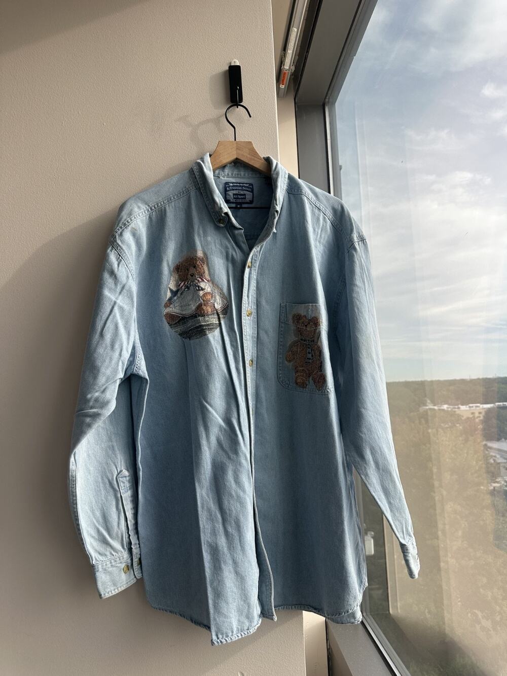 Vintage 90s All Season Denim All Sport 100% Cotton Teddy Bear Graphic Shirt XL